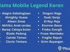 Nama Sedap Untuk Mobile Legend Bahasa Indonesia